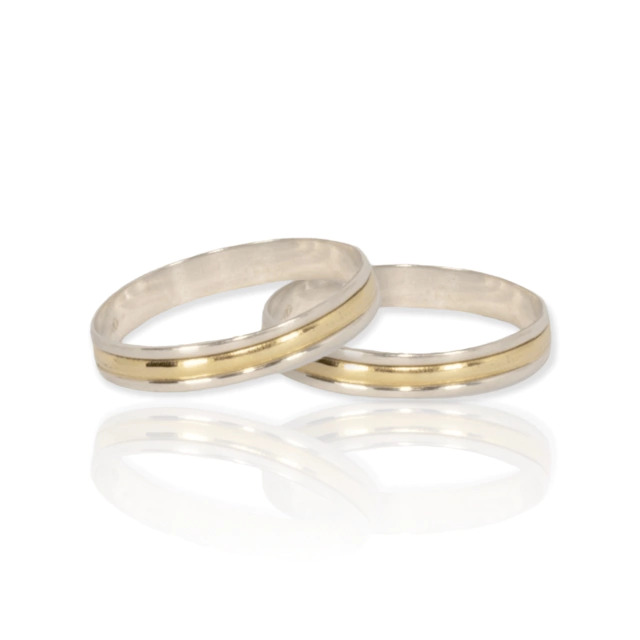 Alianzas De Compromiso - Plata Combinada En Oro dublé - 4 Mm Ancho - comprar online