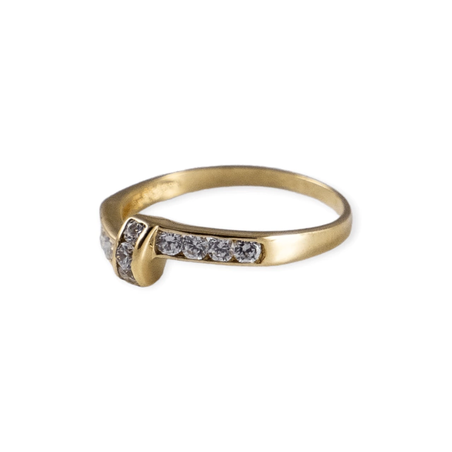Anillo oro 18k estilo medio sin fin con circonios - Mujer- An439- 2,1 grs en internet