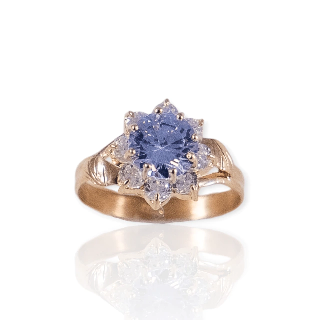 Anillo oro 18k roseta con circonios - Mujer- An453- 2,2 grs - comprar online
