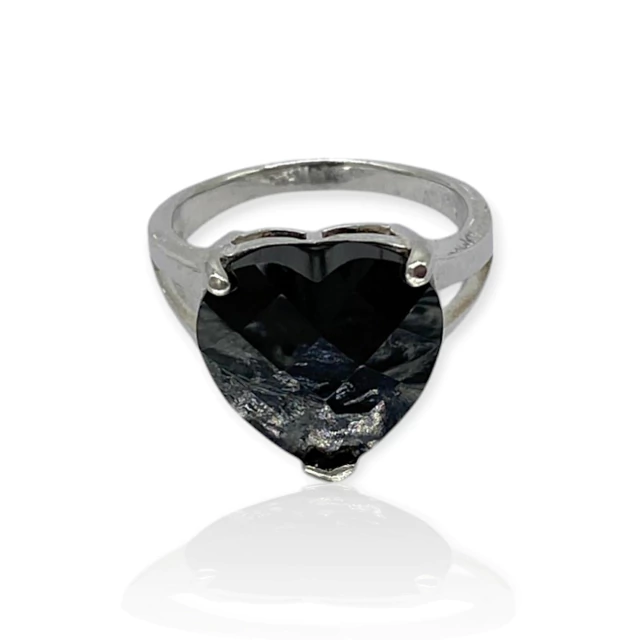 Anillo Plata 925 Corazón Ónix - Ml985 - 49d en internet