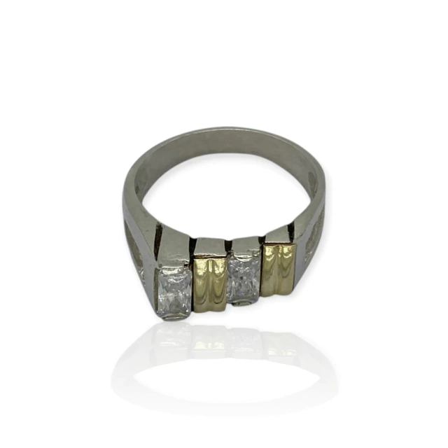Anillo Plata 925 Diseño combinado con dublé y circonios - Ml1026 - 22d en internet