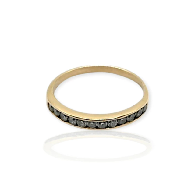 Anillo oro amarillo 18k medio sin fin con circones - An554 - 1,5g en internet