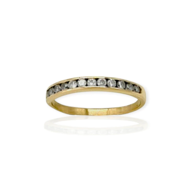Anillo oro amarillo 18k medio sin fin con circones - An554 - 1,5g - comprar online