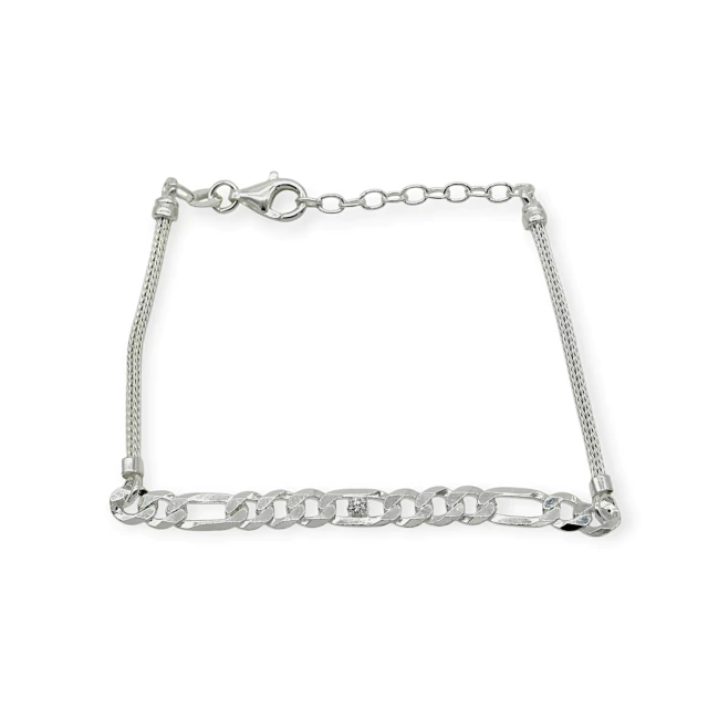 Pulsera plata 925 figaro y espiga Kl321 - 60d - comprar online
