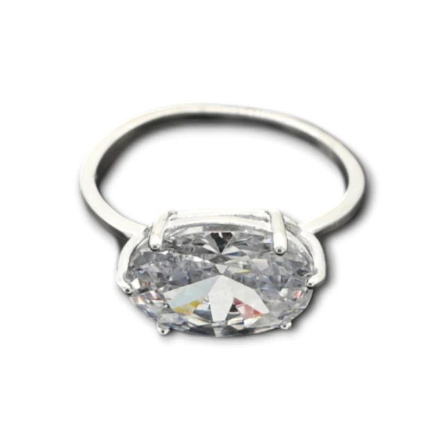 Anillo Plata 925 Solitario con gran piedra blanca - ML1240 - 45d - comprar online