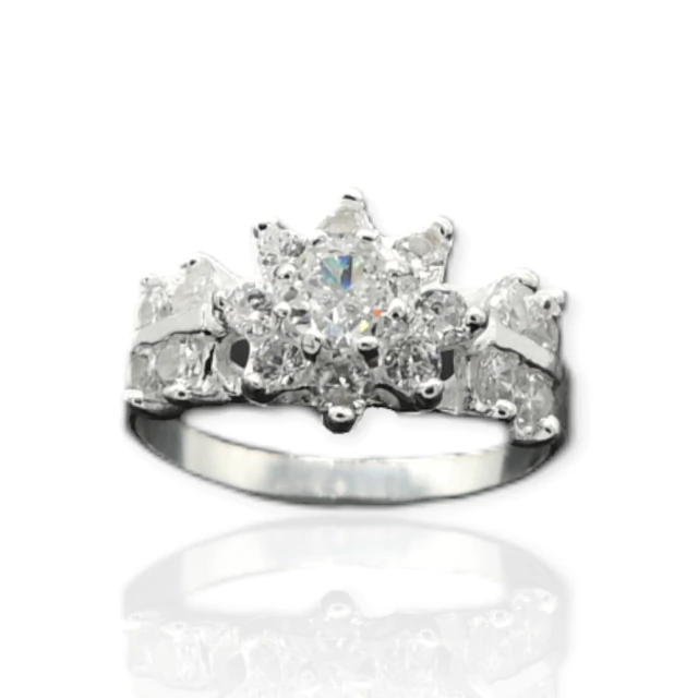 Anillo Plata 925 Flor de circones - ML1312 - 48d