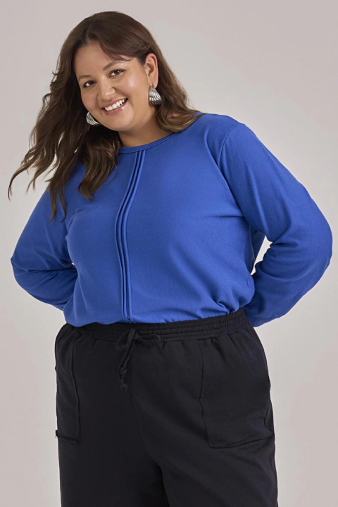 Blusão Plus Size em Moletom Sem Felpa com Elastano - Vila Flor