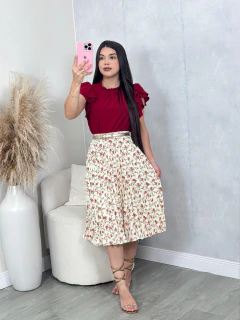 SAIA PLISSADA CURTA - Fontinele moda cristã