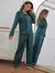 Conjunto de Pijama de Cetim com Ribana Contrastante, Férias - loja online