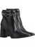 Lumiss Bota Coturno Feminina Strass Salto Alto Grosso Confortável Cano Curto Zíper Botinha Blogueira Fashion Lumiss
