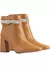 Lumiss Bota Coturno Feminina Strass Salto Alto Grosso Confortável Cano Curto Zíper Botinha Blogueira Fashion Lumiss