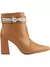 Lumiss Bota Coturno Feminina Strass Salto Alto Grosso Confortável Cano Curto Zíper Botinha Blogueira Fashion Lumiss
