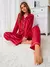 Conjunto de Pijama de Cetim com Ribana Contrastante, Férias