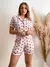 Pijama Americano Conjunto Camisa e short com abertura de botões maternidade amamentação na internet
