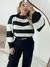 Blusa feminina casaco de frio listrado trico tendencia outono inverno - comprar online