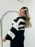 Blusa feminina casaco de frio listrado trico tendencia outono inverno - comprar online