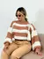 Blusa feminina casaco de frio listrado trico tendencia outono inverno na internet
