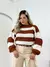 Blusa feminina casaco de frio listrado trico tendencia outono inverno