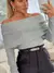 Blusa manga longa ciganinha ribana ombro a ombro moda outono inverno na internet