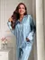 Conjunto de Pijama de Cetim com Ribana Contrastante, Férias - Seuconfortotche