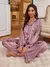 Conjunto de Pijama de Cetim com Ribana Contrastante, Férias - Seuconfortotche