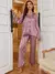 Conjunto de Pijama de Cetim com Ribana Contrastante, Férias