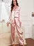 Pijama Feminino Cetim de Seda com Elastano Calça e camisa de Maga Comprida bolso e botão - loja online