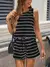Conjunto de regata e shorts femininos listrados esportivos e casuais da primavera/verão. - comprar online