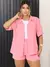 Conjunto Feminino Verão Camisa Com Botões E Shorts luxo - Seuconfortotche