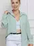 Camisa Feminina Manga Longa Social ou Casual Listrada com Botão em tecido crepinho crepe blusa soltinha larga look boho - loja online