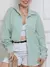 Imagem do Camisa Feminina Manga Longa Social ou Casual Listrada com Botão em tecido crepinho crepe blusa soltinha larga look boho