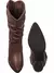 Imagem do Bota Feminina GiGiL Cano Médio Enrrugado Slouch Western Salto Alto Bico Texana Country Confortável Elegante Moda bota feminina cano médio