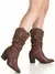 Imagem do Bota Feminina GiGiL Cano Médio Enrrugado Slouch Western Salto Alto Bico Texana Country Confortável Elegante Moda bota feminina cano médio