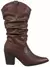 Imagem do Bota Feminina GiGiL Cano Médio Enrrugado Slouch Western Salto Alto Bico Texana Country Confortável Elegante Moda bota feminina cano médio