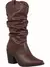 Bota Feminina GiGiL Cano Médio Enrrugado Slouch Western Salto Alto Bico Texana Country Confortável Elegante Moda bota feminina cano médio na internet