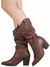 Bota Feminina GiGiL Cano Médio Enrrugado Slouch Western Salto Alto Bico Texana Country Confortável Elegante Moda bota feminina cano médio - Seuconfortotche