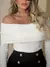 Blusa manga longa ciganinha ribana ombro a ombro moda outono inverno - Seuconfortotche
