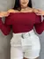 Blusa manga longa ciganinha ribana ombro a ombro moda outono inverno