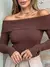 Blusa manga longa ciganinha ribana ombro a ombro moda outono inverno - comprar online
