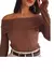 Blusa manga longa ciganinha ribana ombro a ombro moda outono inverno - loja online