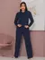 Conjunto EleganteFeminino De Calça Pantalona E Blusa Casaco longo Confeccionado Em Tecido Moletinho - loja online