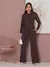 Conjunto EleganteFeminino De Calça Pantalona E Blusa Casaco longo Confeccionado Em Tecido Moletinho