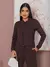 Imagem do Conjunto EleganteFeminino De Calça Pantalona E Blusa Casaco longo Confeccionado Em Tecido Moletinho