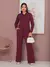 Conjunto EleganteFeminino De Calça Pantalona E Blusa Casaco longo Confeccionado Em Tecido Moletinho - comprar online