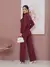 Conjunto EleganteFeminino De Calça Pantalona E Blusa Casaco longo Confeccionado Em Tecido Moletinho