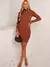 Vestido Feminino Gola Alta Manga Longa Moda Inverno