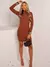 Vestido Feminino Gola Alta Manga Longa Moda Inverno na internet