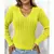 Gola ve trancinha tecido fina blusa manga longa normal linha - Seuconfortotche
