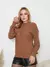 Sueter Tricô Feminino Gola Redonda Manga Longa Malha Quente Casual Elegante Blusa de Frio Inverno na internet