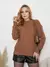 Sueter Tricô Feminino Gola Redonda Manga Longa Malha Quente Casual Elegante Blusa de Frio Inverno - loja online